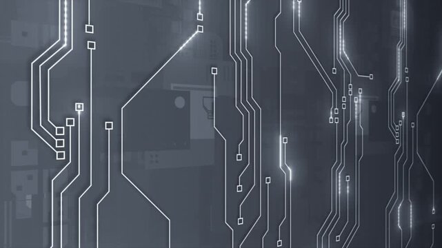 White color glowing circuit board data transfer hi tech design seamless technology background