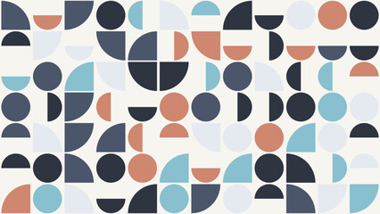 Minimalist mid-century geometric pattern vector, abstract earth tone circles and semicircles, retro bauhaus style background for modern branding © Hardiani