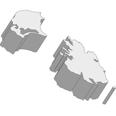 3D map dimension - continent North America country Antigua © badrpost
