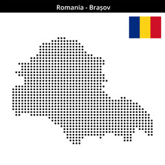 Fototapeta premium Map of Romania region Brașov in medium size dots