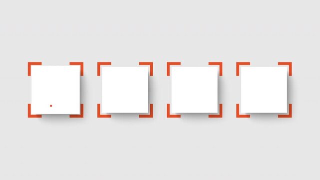 Four square elements animated infographic template. A layout for creating business reports and presentations with bright orange accents