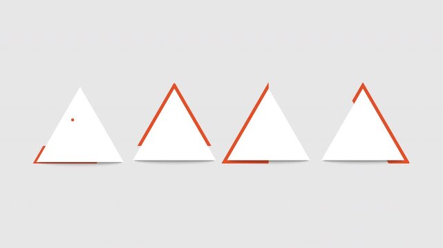 Animated empty infographic template featuring four triangles. A layout for creating business reports and presentations with bright orange accents