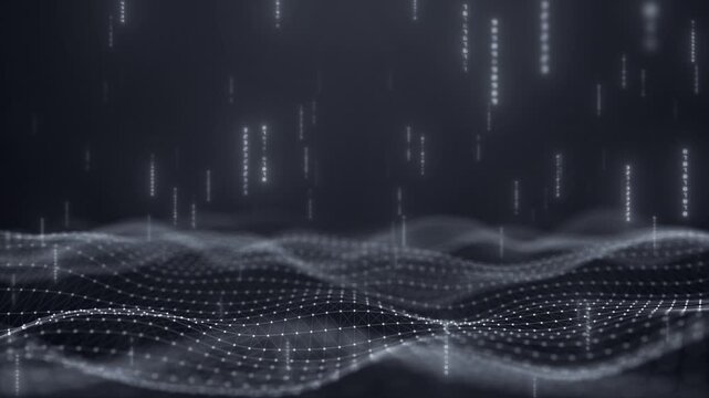 White color digital rain with world map design hi tech black technology background