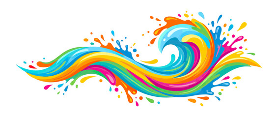 Obraz premium Vibrant Rainbow Wave Splash Abstract Design