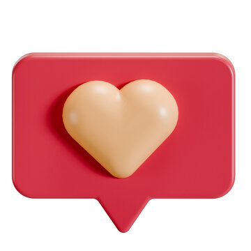 3D Social Media Like Heart Notification Icon