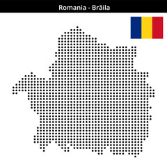 Fototapeta premium Map of Romania region Brăila in medium size dots