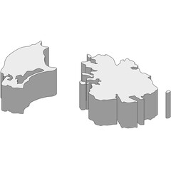 3D map dimension - continent North America country Antigua © badrpost