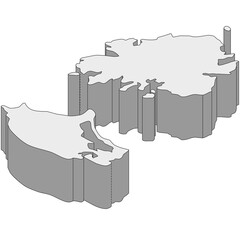 3D map dimension - continent North America country Antigua © badrpost