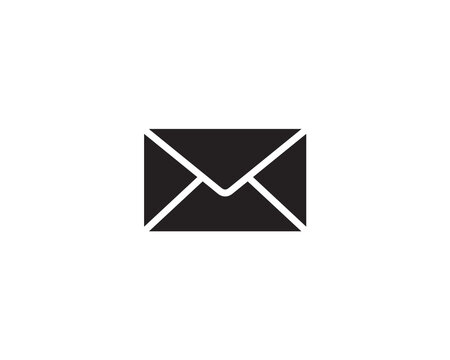 PrintClosed white envelope icon on black background. Minimalist mail or email symbol for communication and messaging.