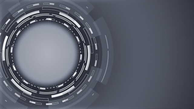 White glowing rotating HUD UI with blank space hi tech design presentation or logo reveal technology background