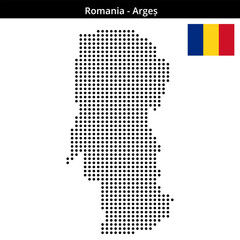 Obraz premium Map of Romania region Argeș in medium size dots