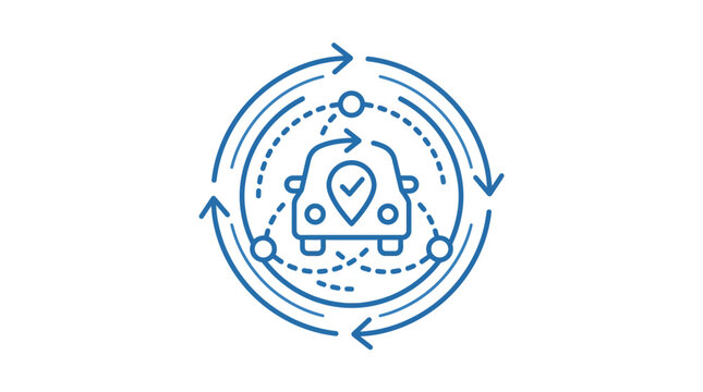 Connected car navigation and shared mobility logistics icon