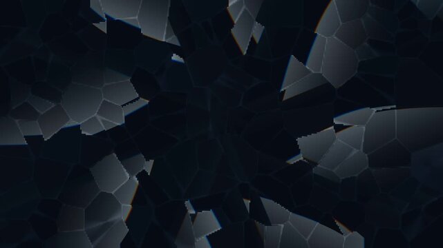 Abstract Dark Geometric Shattered Glass Background with Deep Shadowy Facets and Polygonal Texture Pattern