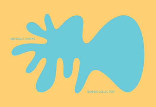Retro Yellow and Light Blue Banner Template. Abstract Wavy Vector Shape Poster Design with Copy Space, for Covers, Flyer and Presentation Layout
