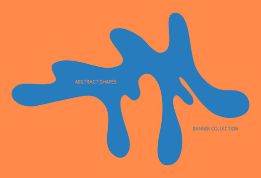 Minimalist Blue and Orange Cover Template Banner. Vector Abstract Wavy Shape Poster Design with Copy Space, for Covers, Flyer and Presentation Layout