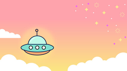 Fototapeta premium Alien UFO Flying Saucer Icon Minimalist Vector Design of Extraterrestrial Spacecraft
