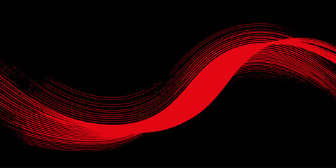 A dynamic red wave flows across a stark black background, creating a visually striking abstract composition. © Nayem Visuals