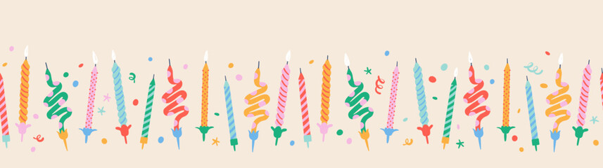 Fun hand drawn party seamless background with birthday candles, great for birthday parties, textiles, banners, wallpapers, wrapping - vector design