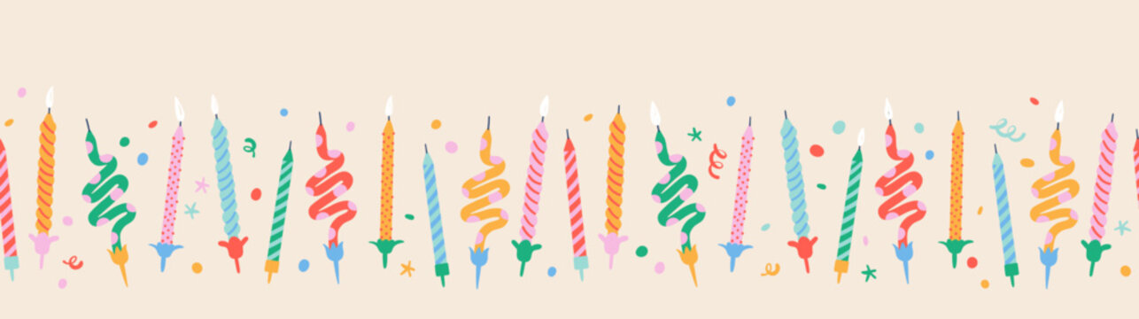 Fun hand drawn party seamless background with birthday candles, great for birthday parties, textiles, banners, wallpapers, wrapping - vector design