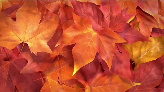 Autumn maple leaves falling on green screen background for video with falling slowly against colorful autumn visual effects falling down chroma key