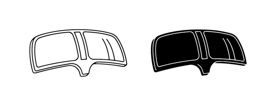 Automotive Windshield Icons, Vintage Car Glass Vector Graphics, Retro Vehicle Front Window Silhouettes