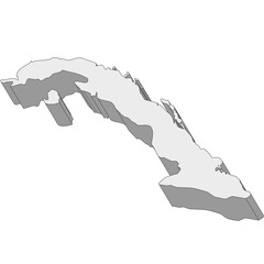 3D map dimension - continent North America country Cuba © badrpost
