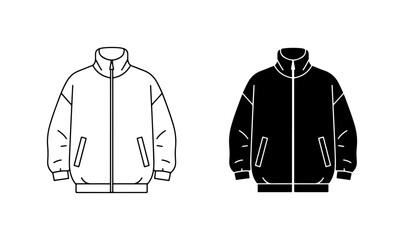 Two Track Jackets, Black and White Vector Icons, Sportswear Fashion Apparel Illustration © Nime