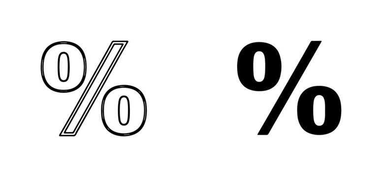Percentage Symbol Icons, Zero Percent Discount, Sale Offer, Financial Symbol