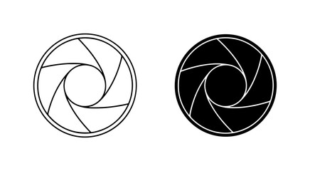 Fototapeta premium Camera Aperture Icons, Photography Diaphragm Symbols, Lens Blades, Graphic Elements