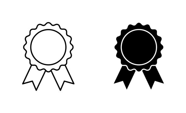 Award Ribbon Icons, Achievement Badges, Recognition Symbols, Vector Graphics Set
