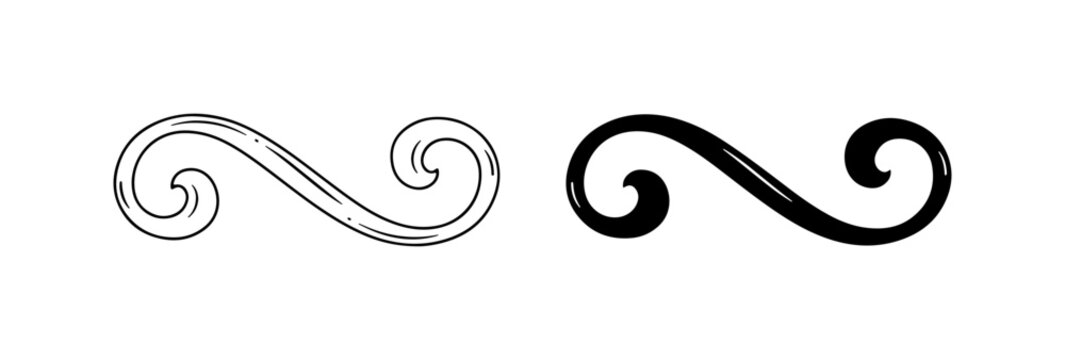Elegant Swirl Ornaments, Decorative Flourish Elements, Vintage Scroll Designs, Black and White