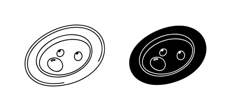 Simple Oval Plate Icons, Black and White Food Service Vector Graphics, Minimalist Restaurant Dish Symbols