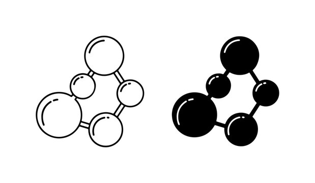 Molecular Structure Icons, Science Chemistry Atoms, Abstract Network Connections, Vector Graphics