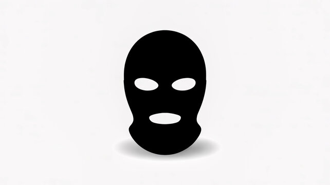 Minimalist Black Balaclava Ski Mask Silhouette Icon for Security and Anonymity Concepts
