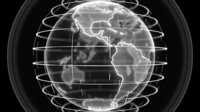 White color rotating hi tech globe hi tech design loopable dark technology background