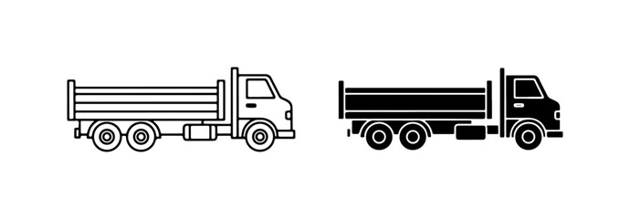 Dump Truck Icons, Construction Vehicle Vector Graphics, Heavy Machinery Transport Set © Siyam