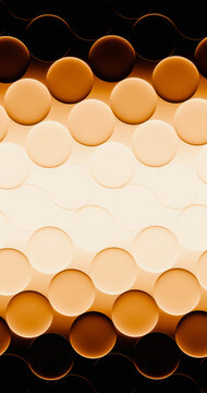 The abstract gradient background features overlapping glass spheres