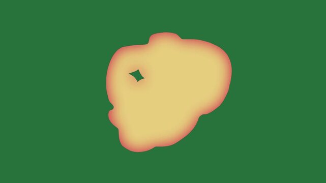 White border and screen red dots spots circle picture of the letter c an orange apple heart isolated on green screen background