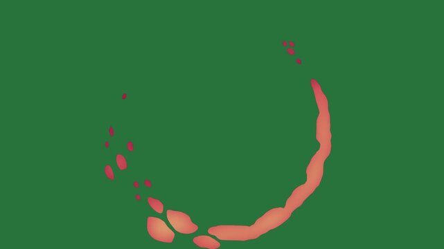 White border and screen red arrow the letter o is orange map of new zealand circle country fire isolated on green screen background