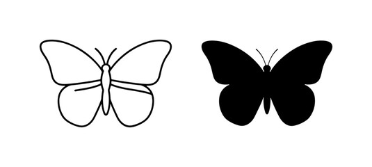 Butterfly Icons, Silhouette and Outline, Vector Graphics for Nature and Design © Ajadul