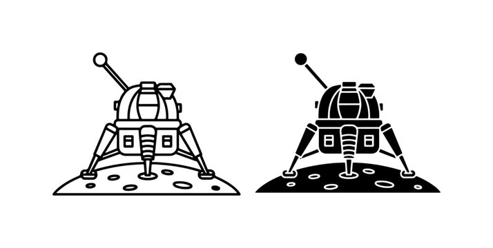 Space Lander Icons, Lunar Module Vector Graphics, Astronaut Exploration Symbols, Sci-Fi Landing Craft Illustrations