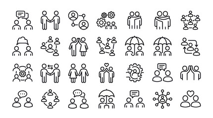 Fototapeta premium Corporate teamwork and human resources management icons.