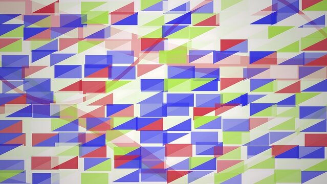 Abstract geometric background with overlapping colorful rectangles and triangles