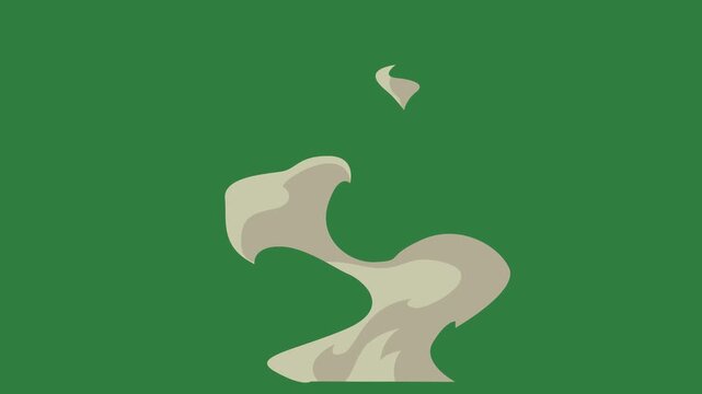 White smoke trail and screen cat logo silhouette of woman person man isolated on green screen background