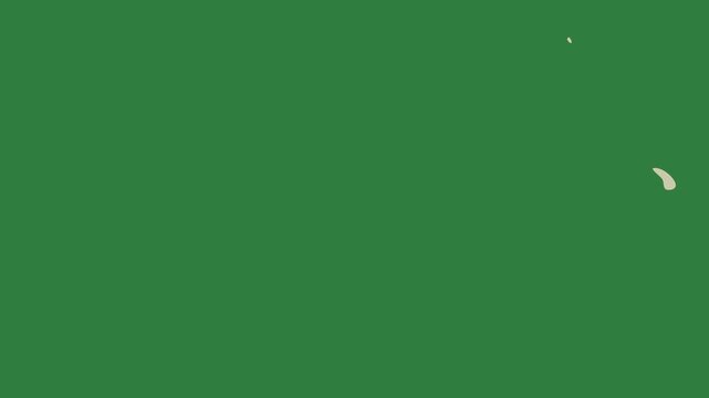 Circle clock of clouds in golf ball isolated on green screen background