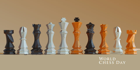 Geometric Chess Pieces Lineup A Modern Vector Illustration © Bablu