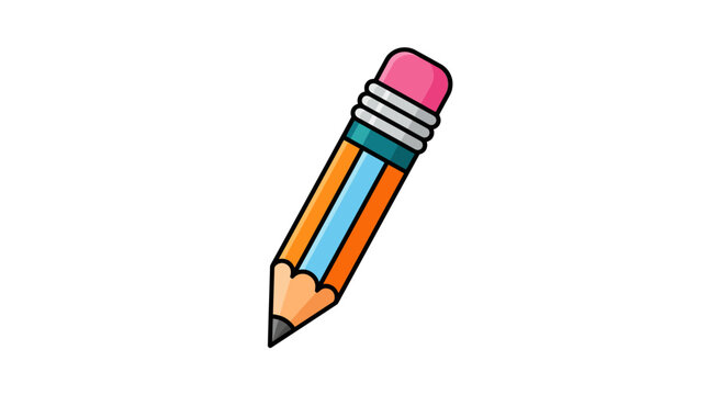 Colored pencil with eraser vector illustration on white background