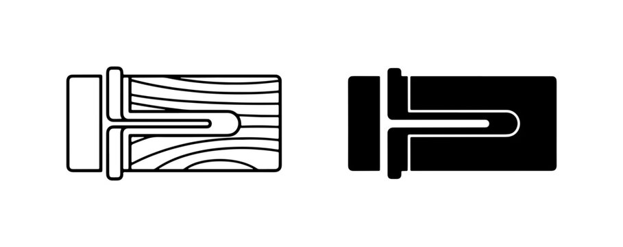 Wall Anchor Icons, Wood Texture and Solid Black, Construction Fastener Symbols