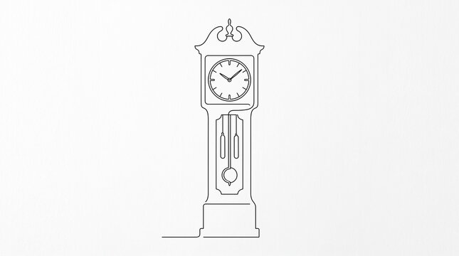 Elegant grandfather clock outlined on a minimalist background  
