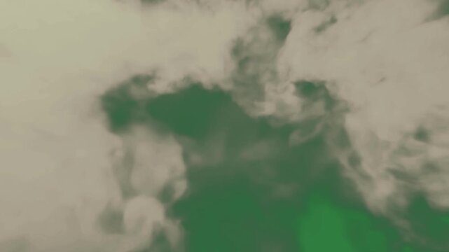 Smoke cloud in the sky some clouds leaf on map of world it isolated on green screen background